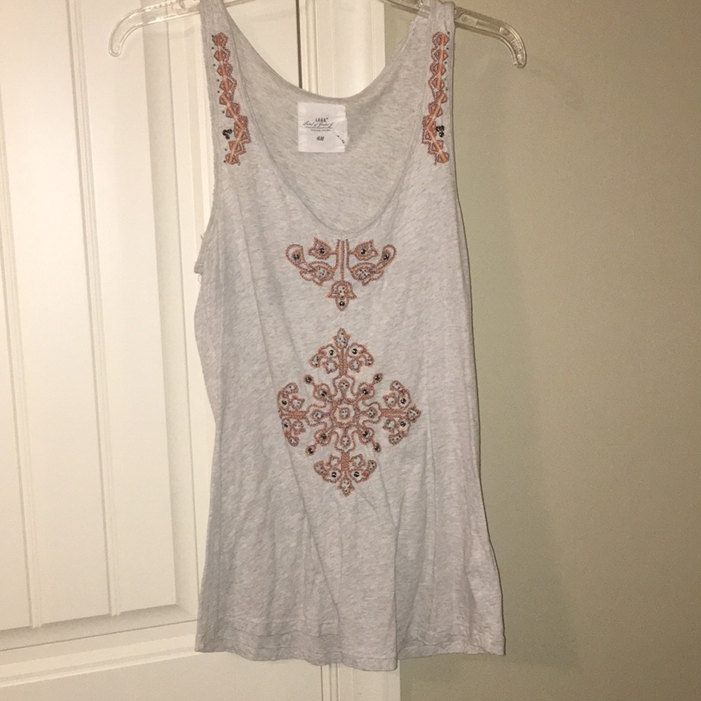 Embroidered embellished tank top